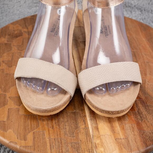 Naot Pixie Sandals Womens 40 Grey Leather Metallic Rose Gold Pink Wedge Shoes - Picture 3 of 7